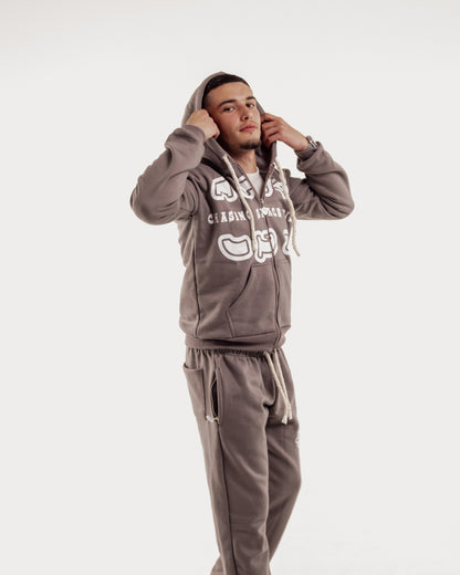 grey csv zip-up hoodie