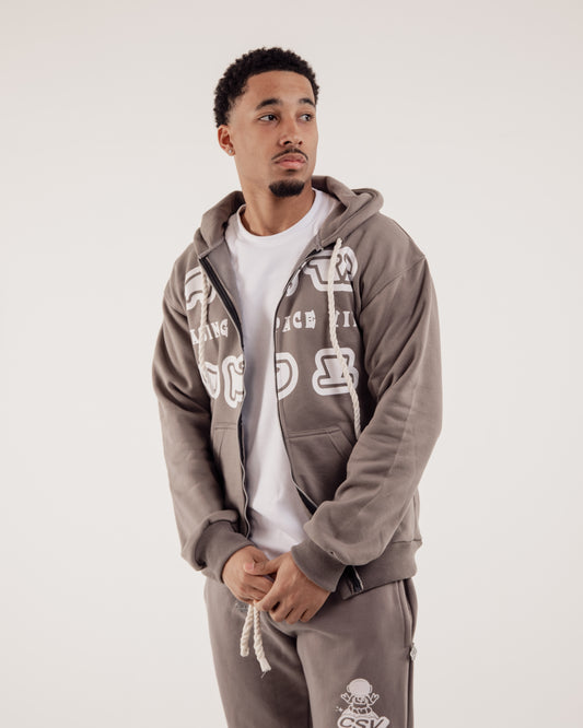 grey csv zip-up hoodie