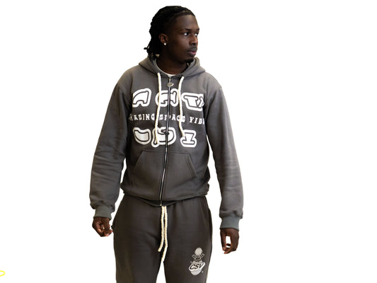 gray csv zip-up hoodie